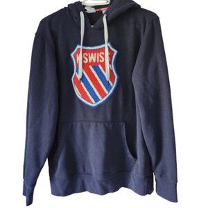 Navy K-Swiss Kangaroo Pullover Hoodie Size Small